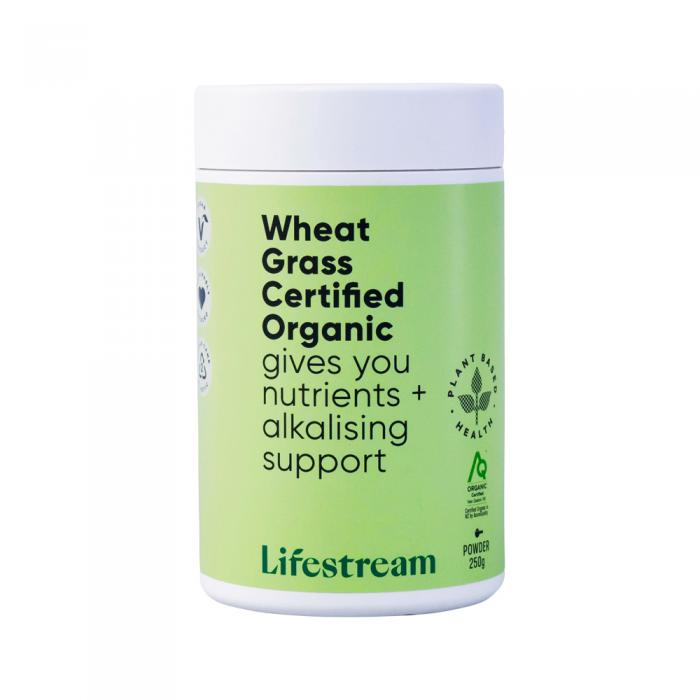 Lifestream Wheat Grass Certified Organic Powder 250g - Click Image to Close